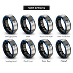 font options for inside engraving on black & blue & silver eight circle rings