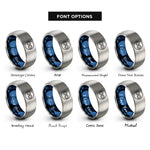 font options for inside engraving on blue & silver eight circle rings