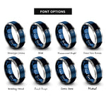 font options for inside engraving on blue & grey eight circle rings