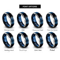 font options for inside engraving on blue & grey eight circle rings