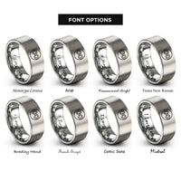 font options for inside engraving on silver eight circle rings