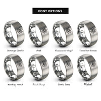 font options for inside engraving on silver eight petal lotus rings