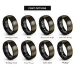 font options for inside engraving on gunmetal & black eight petal lotus rings