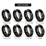 font options for inside engraving on black & silver eighth note rings