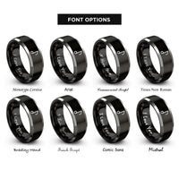font options for inside engraving on black & silver eighth note rings