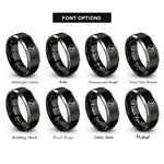 font options for inside engraving on black & grey eighth note rings