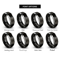font options for inside engraving on black & grey eighth note rings