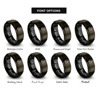 font options for inside engraving on gunmetal & black eighth note rings