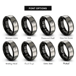font options for inside engraving on black & silver eighth notes rings