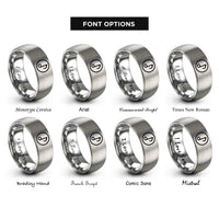 font options for inside engraving on grey eighth notes rings