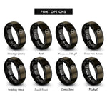 font options for inside engraving on gunmetal & black eighth notes rings