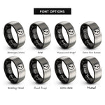 font options for inside engraving on black & grey eighth rest circle rings