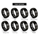 font options for inside engraving on black eighth rest circle rings
