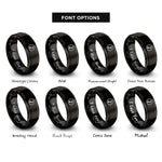 font options for inside engraving on black eighth rest circle rings