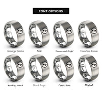 font options for inside engraving on gray eighth rest circle rings