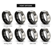 font options for inside engraving on black & grey eihwaz rings