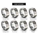 font options for inside engraving on grey ekg dumbbell rings