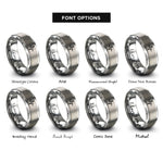 font options for inside engraving on silver ekg heartbeat line rings