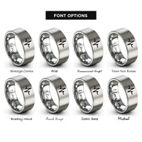 font options for inside engraving on grey ekg heartbeat line rings