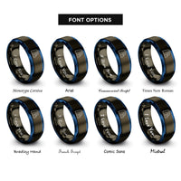 font options for inside engraving on gunmetal & blue el capitan yosemite rings