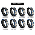 font options for inside engraving on black & blue & grey elbow pads strap rings