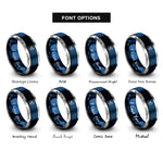 font options for inside engraving on blue & gray elbow pads strap rings