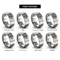 font options for inside engraving on silver elbow pads strap rings