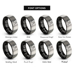font options for inside engraving on black & silver elbow strike silhouette rings