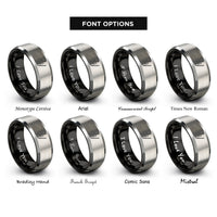 font options for inside engraving on black & grey electric cello bow rings