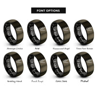 font options for inside engraving on gunmetal & black electric cello bow rings