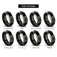 font options for inside engraving on black & gray electric clippers rings