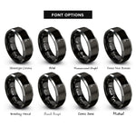 font options for inside engraving on black & grey electric guitar rings