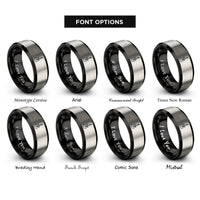 font options for inside engraving on black & silver electric guitar rings
