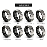 font options for inside engraving on black & silver electric keyboard stand rings