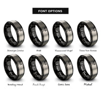 font options for inside engraving on black & gray electric keyboard stand rings