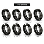 font options for inside engraving on black & silver electric locomotive rings