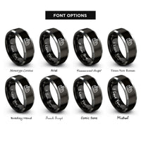 font options for inside engraving on black & silver electric locomotive rings