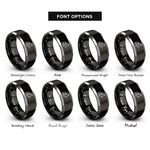 font options for inside engraving on black & silver electric rope shovel rings