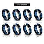 font options for inside engraving on blue & grey electric unicycle euc rings