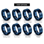 font options for inside engraving on blue electric unicycle euc rings