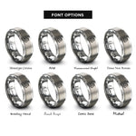 font options for inside engraving on silver electric unicycle euc rings