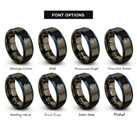 font options for inside engraving on gunmetal & blue electric unicycle euc rings