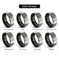 font options for inside engraving on black & gray electric violin bow rings