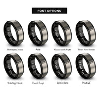 font options for inside engraving on black & gray electric violin bow rings