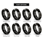 font options for inside engraving on black & gray electric violin bow rings