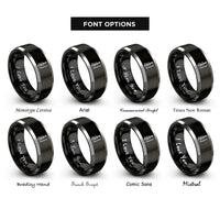 font options for inside engraving on black & gray electric violin bow rings