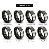 font options for inside engraving on black & gray electric violin bow rings