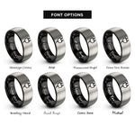 font options for inside engraving on black & silver electrical plug rings