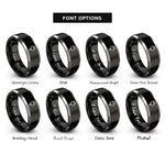 font options for inside engraving on black & silver electrical plug rings