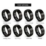 font options for inside engraving on black electrical plug rings
